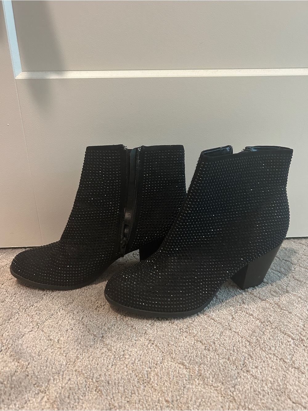 Rock & Republic Black Rhinestone Ankle Booties